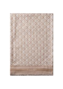 Modetuch Calvin Klein "EMBLEM AOP JACQUARD SQUARE SCARF", Damen, beige (desert taupe), Web, Kunstfaser, Modet&uuml;cher Modetuch, Mit Markenlabelmusterung