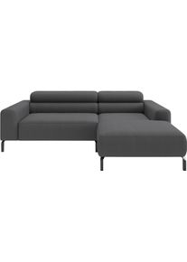 Ecksofa Home Affaire "Ecksofa, L-Form, incl. Kopfteilverstellung, Breite 223 cm", grau, B:223cm H:71cm T:183cm, 100% Polyester, Sofas, Ecksofa, wahlweise elektrische Sitztiefenverstellung