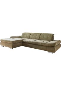 Ecksofa DIE PLANBAR "MP-IN17004 L-Form, Breite 331 cm, wahlweise weitere Funktionen", grau (olive), B:331cm H:84cm T:194cm, 100% Polyester, Sofas, Ecksofa, Federkern-Polsterung, inkl. Sitztiefenverstellung