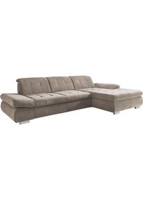 Ecksofa DIE PLANBAR "MP-IN17004 L-Form, Breite 331 cm, wahlweise weitere Funktionen", grau (mandel), B:331cm H:84cm T:194cm, 100% Polyester, Sofas, Ecksofa, Kaltschaum-Polsterung, inkl. Sitztiefenverstellung