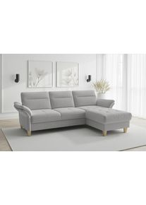 Sit & More Ecksofa SIT & MORE "Pamela, B:230 cm", silber, B:230cm H:90cm T:164cm, 100% Polyester, Sofas, Ecksofa, mit Federkern und Liegefl&auml;che aus Originalstoff