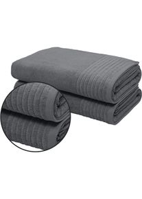 Saunatuch OTTO HOME "Sanremo Premium, Premium Handt&uuml;cher, 600 gr/m&sup2;, 80x200cm", grau (anthrazit), B:80cm L:200cm, Frottier, Obermaterial: 100% Baumwolle, Handt&uuml;cher, Saunatuch, Bord&uuml;re, einfarbig, flauschig, weich, dicke Qualit&auml;t, 5 Jahre Garantie