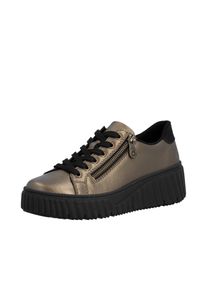 Plateausneaker Rieker, Damen, Gr. 42, bronzefarben, Glattleder, Schuhe Plateausneaker, Freizeitschuh, Halbschuh, Schn&uuml;rschuh mit Plateausohle