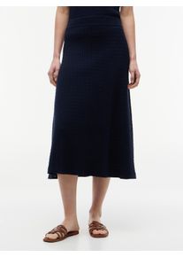 Strickrock Tommy Hilfiger "CO CABLE FINE GG F&F SKIRT", Damen, Gr. L (42/44), schwarz night navy, Strick, Obermaterial: 78% Baumwolle, 22% Polyamid, unifarben, regular fit lang, R&ouml;cke Strickrock, Baumwollmischung, Zopfstrick