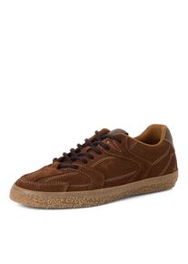 Plateausneaker Tamaris, Damen, Gr. 39, cognac, Veloursleder, aufgeraut, Basic, Schuhe Plateausneaker, Freizeitschuh, Schn&uuml;rer, Halbschuh im Retro-Look