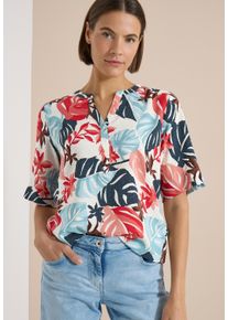 Shirtbluse Cecil, Damen, Gr. XL (44), light alabaster wei&szlig;, Web, Obermaterial: 100% Viskose, gebl&uuml;mt, l&auml;ssig geschnitten h&uuml;ftbedeckend, Rundhals, abgesteppte Kante, Blusen Shirtbluse, Kurzarm Sommerbluse mit Split Neck