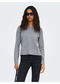 Strickpullover Only "ONLLOYAL LS ONECK KNT NOOS", Damen, Gr. L, light grau melange, Strick, Obermaterial: 80% Polyester, 20% Nylon, unifarben, normal, Rundhals, Pullover Strickpullover, Materialmix