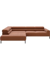 Ecksofa Home Affaire "Antonelli, L-Form, incl. Kopfteilverstellung, Breite 312 cm", braun (rusty), B:312cm H:71cm T:219cm, 95% Polyester, 5% Nylon, Sofas, Ecksofa, wahlweise elektrische Sitztiefenverstellung