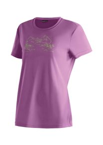 T-Shirt Maier Sports "Wilma Print", Damen, Gr. 38, lila (purpurviolett), 100% Polyester, Rundhals, Shirts T-Shirt, Damen Kurzarmshirt, leichtes Sommer Funktionsshirt, Rundhals, Reg Fit