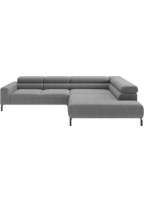 Ecksofa Home Affaire "Antonelli, L-Form, incl. Kopfteilverstellung, Breite 312 cm", grau (platin), B:312cm H:71cm T:219cm, 100% Polyester, Sofas, Ecksofa, wahlweise elektrische Sitztiefenverstellung