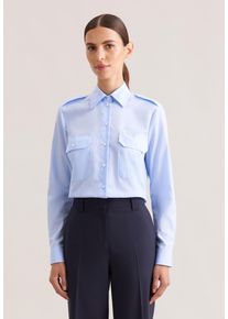 Hemdbluse Seidensticker, Damen, Gr. 3XL (46), blau (hellblau), 100% Baumwolle, unifarben, slim fit, ohne Ausschnitt, Blusen Hemdbluse, 1/1 Kragen Uni
