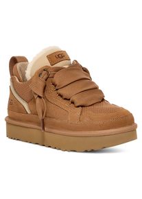 UGG Australia Sneaker UGG "W LOWMEL", Damen, Gr. 10 (41), braun (chestnut), Textil, Veloursleder, Schuhe Sneaker, Midcut Sneaker, Schn&uuml;rschuh mit gepolstertem Schaftrand