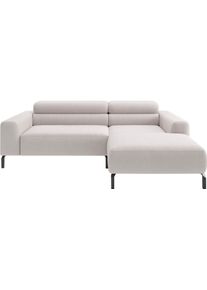 Ecksofa Home Affaire "Ecksofa, L-Form, incl. Kopfteilverstellung, Breite 223 cm", beige (wei&szlig;), B:223cm H:71cm T:183cm, 100% Polyester, Sofas, Ecksofa, wahlweise elektrische Sitztiefenverstellung