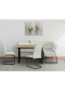 Eckbankgruppe OTTO HOME "Barcell/Ivanna/Calgoty", creme, eiche farb., creme, schwarz, B:120cm H:76cm T:80cm, MDF, Metall, Stoff, Sitzm&ouml;bel-Sets, Eckbankgruppe, Sitzgruppe, Eckbank und St&uuml;hle bequem gepolstert, Tisch 120x80 cm