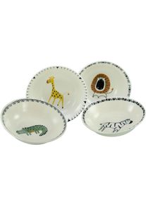M&uuml;slischale Creatable "Safari, Schale 18,5 cm, 4-tlg.", bunt, B:25cm H:14cm T:25cm, Steinzeug, Sch&uuml;sseln, M&uuml;slischale, Unregelm&auml;&szlig;ig gef&auml;rbter Rand, Unikat
