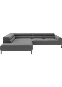 Ecksofa Home Affaire "Antonelli, L-Form, incl. Kopfteilverstellung, Breite 312 cm", grau (anthrazit), B:312cm H:71cm T:219cm, 100% Polyester, Sofas, Ecksofa, wahlweise elektrische Sitztiefenverstellung