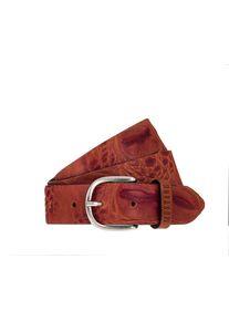 Lederg&uuml;rtel Mustang, Damen, Gr. 95, braun (amber), Rindsleder, G&uuml;rtel Lederg&uuml;rtel, 3,5 cm, Animal-Muster, schlichte Dornschlie&szlig;e
