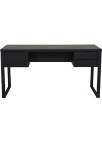 Schreibtisch Jahnke "LOOP D 150", eiche schwarz, schwarz, schwarz, eiche schwarz, B:152,4cm H:76,2cm T:60cm, Tische, Schreibtisch, Schreibtisch, Eiche-Optik, 3 Schubk&auml;sten, Metallrahmen, B:152,4 cm