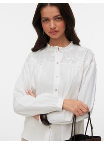 V&eacute;ro Moda Langarmbluse VERO MODA "VMTUESDAY L/S DETAIL TOP WVN", Damen, Gr. XS, snow wei&szlig;, Web, Obermaterial: 100% Baumwolle, unifarben, h&uuml;ftbedeckend, Blusen Langarmbluse, Baumwolle