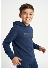 Kapuzensweatshirt Hummel, M&auml;dchen, Gr. 122/128, marineblaus, Obermaterial: 60% Baumwolle, 40% Polyester, normal, Rundhals, Sweatshirts Kapuzensweatshirt, mit Rundhalsausschnitt