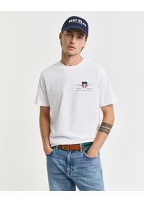 T-Shirt Gant "REG ARCHIVE SHIELD EMB SS T-SHIRT", Herren, Gr. M, wei&szlig;, Obermaterial: 100% Baumwolle, unifarben, regular fit h&uuml;ftlang, Rundhals, abgesteppte Kante, Shirts T-Shirt, von dem Archiv aus den 1980er-Jahren inspiriert