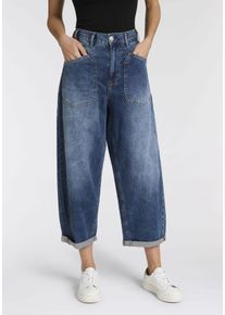 Loose-fit-Jeans Herrlicher "Meryll Denim Light", Damen, Gr. 30, N-Gr, blau (dolphin), Denim/Jeans, Obermaterial: 98% Baumwolle, 2% Elasthan, loose fit kn&ouml;chelfrei, Jeans Loose-fit-Jeans, O-Shape mit aufgesetzten Taschen