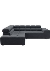 Ecksofa Home Affaire "Ancona, Ecksofa, incl. Kopfteilverstellung, Breite 249 cm, L-Form", grau (anthrazit), B:249cm H:70cm T:215cm, 100% Polyester, Sofas, Ecksofa, wahlweise elektrische Sitztiefenverstellung