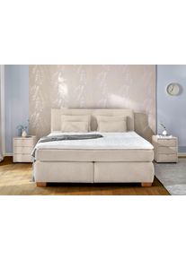 Jockenh&ouml;fer Boxspringbett JOCKENH&Ouml;FER GRUPPE "Ulla, Wende-Bonell-Federkernmatratze (H2/H3)", beige (beige 417, 07), B:169cm L:216cm, Bezug Bett: Chenille(100% Polyester);Topper und Matratzenspiegel: 100% Polyester, Komplettbetten, Boxspringbett, inklusive Topper und 4 Kissen, Bettbreite 160 cm oder 180 cm w&auml;hlbar