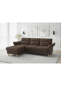 Sit & More Ecksofa SIT & MORE "Pamela, B:230 cm", nuss, B:230cm H:90cm T:164cm, 100% Polyester, Sofas, Ecksofa, mit Federkern und Liegefl&auml;che aus Originalstoff