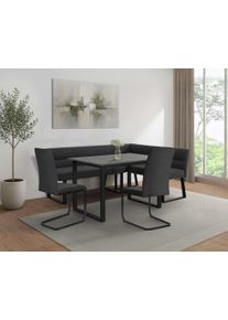 Eckbankgruppe OTTO HOME "Barcell/Ivanna/Calgoty", anthrazit, zement farb., anthrazit, schwarz, B:120cm H:76cm T:80cm, MDF, Metall, Stoff, Sitzm&ouml;bel-Sets, Eckbankgruppe, Sitzgruppe, Eckbank und St&uuml;hle bequem gepolstert, Tisch 120x80 cm