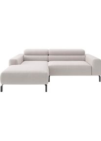 Ecksofa Home Affaire "Ecksofa, L-Form, incl. Kopfteilverstellung, Breite 223 cm", beige (wei&szlig;), B:223cm H:71cm T:183cm, 100% Polyester, Sofas, Ecksofa, wahlweise elektrische Sitztiefenverstellung