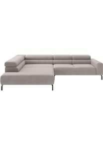 Ecksofa Home Affaire "Antonelli, L-Form, incl. Kopfteilverstellung, Breite 312 cm", beige (taupe), B:312cm H:71cm T:219cm, 100% Polyester, Sofas, Ecksofa, wahlweise elektrische Sitztiefenverstellung