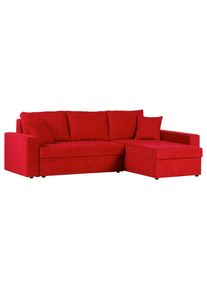 Mid.you , Rot , Textil , Uni , seitenverkehrt montierbar, L-Form , 243x176 cm , Liegefunktion ,