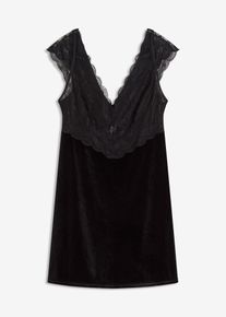 Sammetskl&auml;nning - svart - storlek 52/54 (XXL) - bonprix