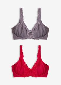Minimizer-BH med vadderade axelband (2-pack) - r&ouml;d - storlek 80D - bonprix