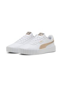 Sneaker Puma "CARINA 3.0 METALLIC WHISPER", Damen, Gr. 40, Puma wei&szlig;, Puma gold, Synthetik, unifarben, Schuhe Sneaker, f&uuml;r vielseitige Aktivit&auml;ten, mit leicht profilierter Gummi-Laufsohle