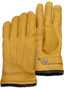 Lederhandschuhe Pearlwood "Newton", Herren, Gr. 9, gelb, Ziegenleder, Handschuhe Lederhandschuhe, leichte Vintage Optik durch Waxfinish