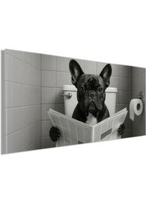 Bild B&Ouml;NNINGHOFF "WC HUND 33x70 cm &ndash; Leinwandbild Keilrahmen Deko modern", farbe bild(er): schwarz, wei&szlig;, grau, B:70cm H:33cm T:1,8cm, Canvas, MDF, Bilder, Bild