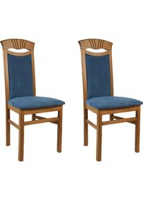 Esszimmerstuhl Home Affaire "Franz", blau (blau, eichefarbe, blau), B:46cm H:101cm T:51cm, Massivholz, St&uuml;hle, Esszimmerstuhl, strapazierf&auml;hige Microfaser, Gestell Buche natur oder wei&szlig;, Holzstuhl