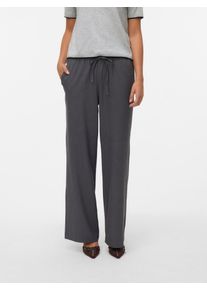V&eacute;ro Moda Schlupfhose VERO MODA "VMMILLY LW WIDE STRING PANT NOOS", Damen, Gr. M (38), L&auml;nge 34, grau (dunkelgrau melange), Web, Obermaterial: 67% Polyester, 29% Viskose, 4% Elasthan, unifarben, normal, Hosen Schlupfhose, Sommerhose