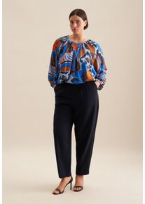 Klassische Bluse Seidensticker "Schwarze Rose", Damen, Gr. 6XL (52), blau (hellblau), 100% Viskose, gebl&uuml;mt, oversize, Rundhals, Blusen Klassische Bluse, Tunika Floral