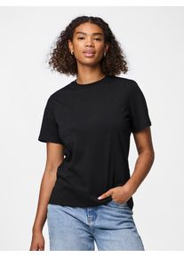 Rundhalsshirt Pieces "PCRIA SS SOLID TEE NOOS BC", Damen, Gr. M, schwarz, Single Jersey, Obermaterial: 100% Baumwolle, unifarben, regular fit normal, Rundhals, Shirts Rundhalsshirt
