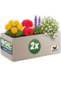 Casaria Blumentopf Ethica 2er-Set Kreidewei&szlig; Kunststoff 80x36x36cm