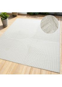 Teppich OTTO HOME "Jola, In- und Outdoor geeignet, Hoch-Tief-Design, Scandi", wei&szlig; (natur), B:180cm H:9mm L:280cm, Kunstfaser, Teppiche, Teppich, Hoch-Tief-Struktur, Zen, Wetterfest & UV-best&auml;ndig, Balkon, Camping