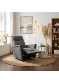Relaxsessel Home Affaire "FINNARA, Relaxsessel, TV-Sessel, elelektrische Relaxfunktion, USB A/C", anthrazit, B:74cm H:103cm T:89cm, 100% POLYESTER, Sessel, Relaxsessel, Liegefunktion 105-135, Federkern