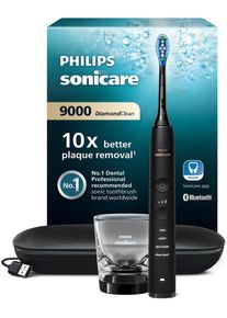 Elektrische Zahnb&uuml;rste PHILIPS SONICARE "DiamondClean 9000 HX9911", schwarz, Elektrozahnb&uuml;rstenB:17,4cm H:25,2cm T:11,1cm, Kunststoff, Elektrische Zahnb&uuml;rste, mit Schalltechnologie, Ladeglass, USB-Reiseetui, B:17,4cm H:25,2cm T:11,1cm