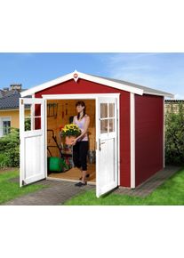Gartenhaus Weka "224 Gr.3", rot (schwedenrot, naturbelassen), Fu&szlig;boden im Gartenhaus, ohne Dacheindeckung, Massivholz, Gartenh&auml;user, Gartenhaus