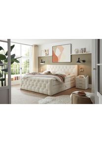 Boxspringbett ED EXCITING DESIGN "Cashfield", inkl. zwei Bettk&auml;sten & Topper", beige, B:200cm L:225cm, 100% Polyester, Komplettbetten, Boxspringbett, erh&auml;ltlich in den Gr&ouml;&szlig;en 160x200cm und 180x200cm