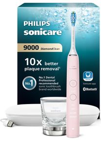 Elektrische Zahnb&uuml;rste PHILIPS SONICARE "DiamondClean 9000 HX9911", pink, Elektrozahnb&uuml;rstenB:17,4cm H:25,2cm T:11,1cm, Kunststoff, Elektrische Zahnb&uuml;rste, mit Schalltechnologie, Ladeglass, USB-Reiseetui, B:17,4cm H:25,2cm T:11,1cm