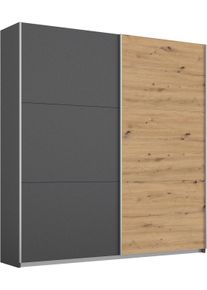 Schwebet&uuml;renschrank Rauch "AURELIO Kleiderschrank Garderobe", grau (graumetallic, eiche artisan), B:175cm H:210cm T:59cm, Holzwerkstoff, Schr&auml;nke, Schwebet&uuml;renschrank, 3 verschiedene Ausstattungsvarianten Griffe aus Metall MADE IN GERMANY